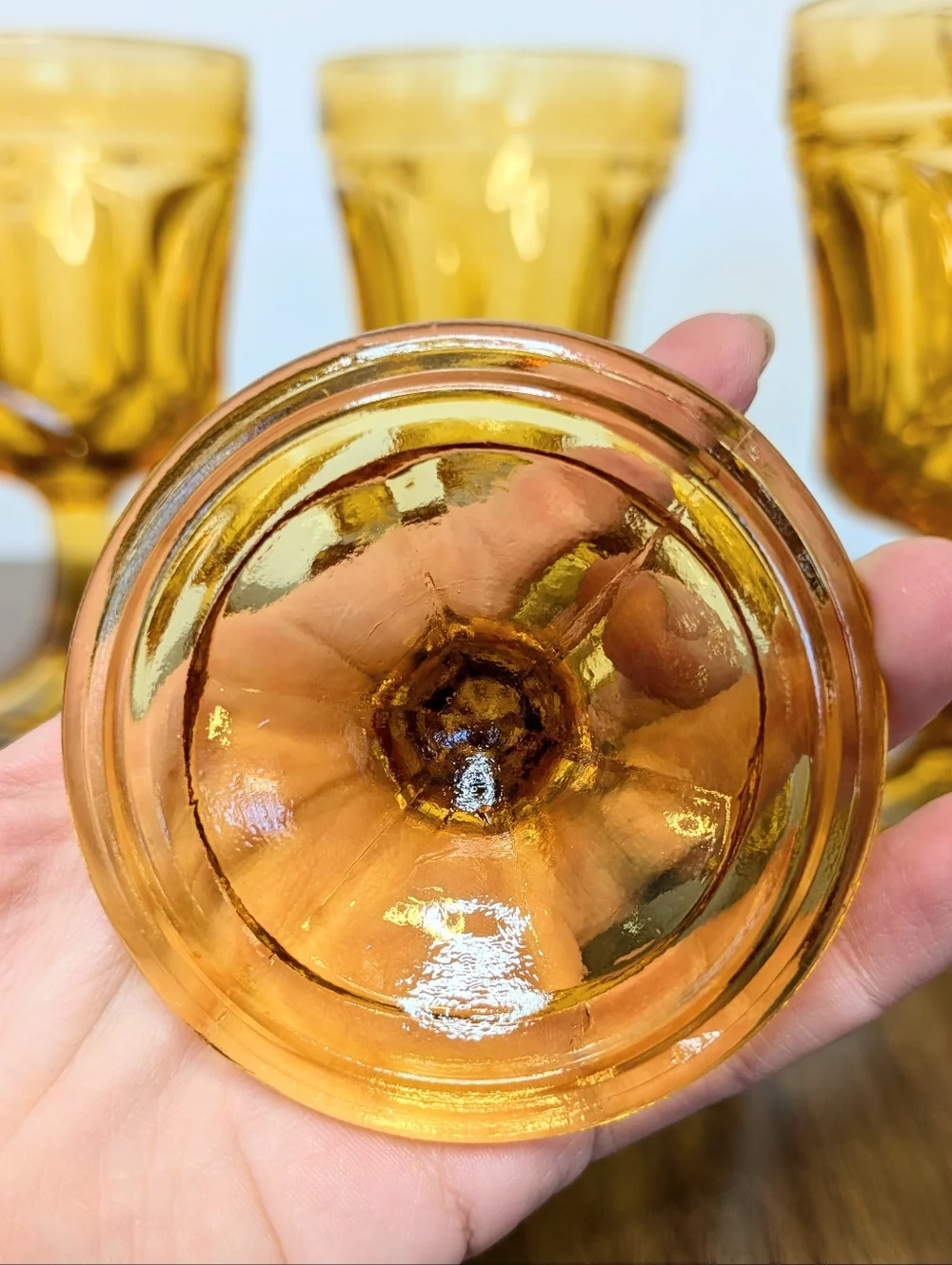 70s Honey Amber Fairfield Pattern By Anchor Hocking On The Rocks Goblet Set Of 6